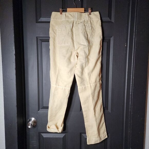 Sundance Sz. 4 New Linen Cotton Blend Organia Lace Pants in Sand Boho Lagenlook - Picture 12 of 16